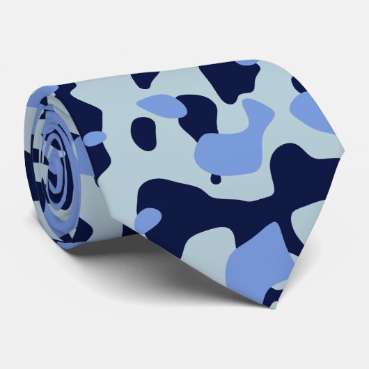 Donkere marine, licht grijsblauw, hemelsblauwe cam stropdas (Opgerold)