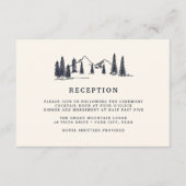 Donkere marine | Ontvangst van mountain Sketch Wed Informatiekaartje (Voorkant)