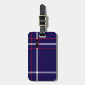 Donkere marine, rood en wit geplakt Bagagelabel (Voorkant verticaal)