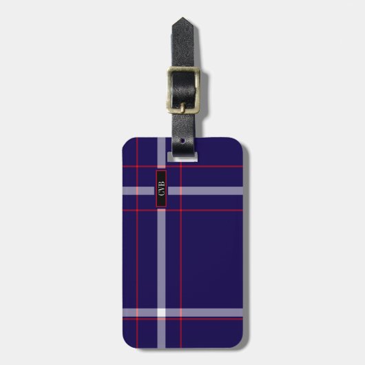 Donkere marine, rood en wit geplakt Bagagelabel (Voorkant verticaal)