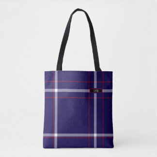 Donkere marine, rood en wit geplakt Tas
