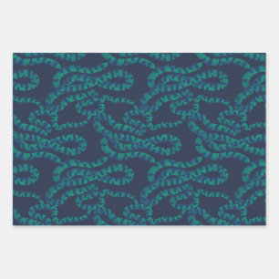 Donkere Marine & Turquoise Groene Slang Inpakpapier Vel