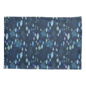 Donkere marineblauw botanische bladeren Waterverf  Kussensloop (Achterkant)