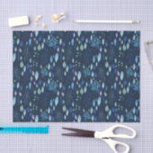 Donkere marineblauw botanische bladeren Waterverf  Tissuepapier (Craft)
