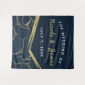 Donkere marineblauw en gouden marmer moderne bruil wandkleed (Voorkant (horizontaal))