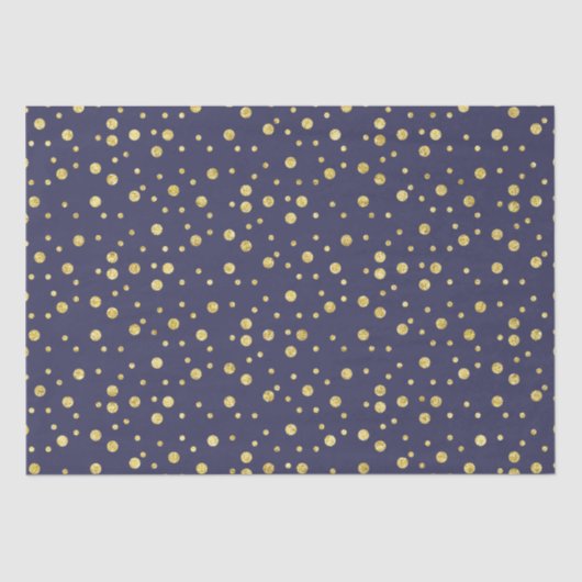 Donkere marineblauw Golden Chic Stippen Weefpapier Tissuepapier (Voorkant)
