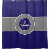 Donkere marineblauw grijs douchegordijn (Voorkant)