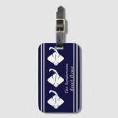 Donkere marineblauw kuststrook - Nautical Stingray Bagagelabel (Voorkant (verticaal))