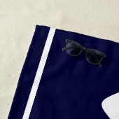 Donkere marineblauw kuststrook - Nautical Stingray Strandlaken (In situ)