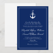 Donkere marineblauw Nautical Monogram Weddenschap Kaart (Voorkant / Achterkant)