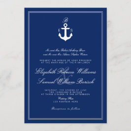 Donkere marineblauw Nautical Monogram Weddenschap Kaart