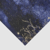 Donkere marineblauwe waterkleur met goudbloem tissuepapier (Detail)