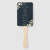 Donkere marineprogramma White Greenery Floral Wedd Handwaaier (Voorkant)