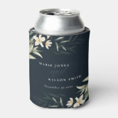 Donkere marineslein, wit groen, Floral Bunch Weddi Blikjeskoeler (Blikje Voorkant)