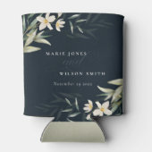 Donkere marineslein, wit groen, Floral Bunch Weddi Blikjeskoeler (Achterkant)