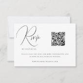 Donkere marinesulp Groene Minimalistische QR-code  RSVP Kaartje (Voorkant)