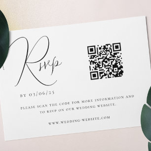 Donkere marinesulp Groene Minimalistische QR-code  RSVP Kaartje