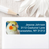 Donkere marinier Blue Cockatiel Pet Bird Parrot Etiket (Insitu)