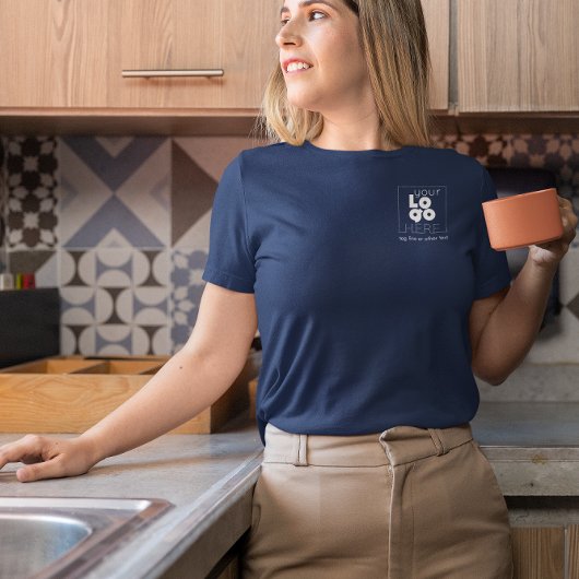 Donkere marinier Blue White Business Logo T-Shirt