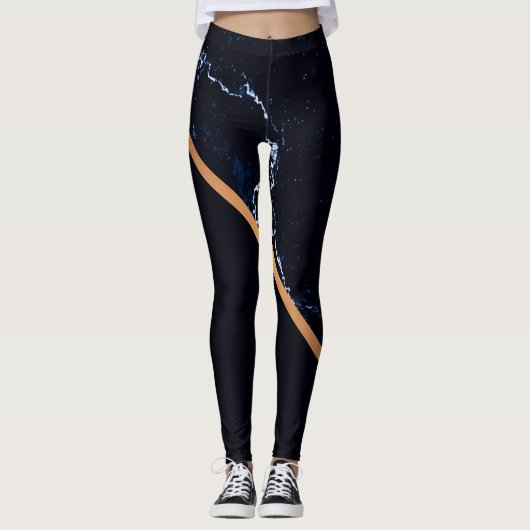 Donkere marmer Abstract Leggings (Voorkant)