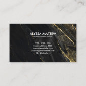 Donkere marmer Gold Glitter Elegant Moderne Monogr Visitekaartje (Achterkant)