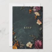Donkere marmeren achtergrond met bloemendetails kaart (Achterkant)