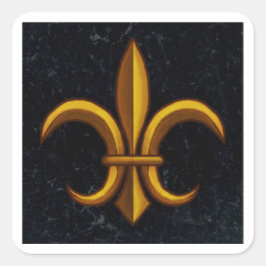 Donkere Marmeren Fleur De Lis Vierkante Stickers