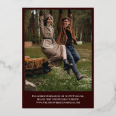 Donkere maroon Gold Clean Photo Collage Informal Folie Uitnodiging (Achterkant)