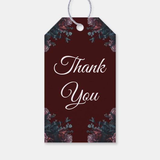 Donkere maroon Mauve Gothic Elegant Wedding Cadeaulabel (Voorkant)