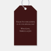 Donkere maroon Mauve Gothic Elegant Wedding Cadeaulabel (Achterkant)