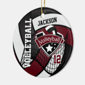 Donkere maroon, wit en zwart Logo Volleyball Keramisch Ornament (Links)