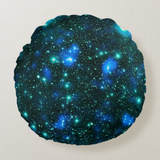 Donkere Materie Blauw Turquoise Rond Kussen