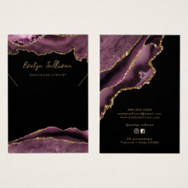 Donkere mauve agaat ketting display kaart