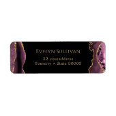 Donkere mauve agaat retour adres label (Voorkant)