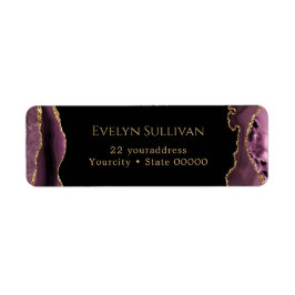 Donkere mauve agaat retour adres label