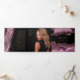 Donkere mauve agaat trifold brochure drieluik kaart