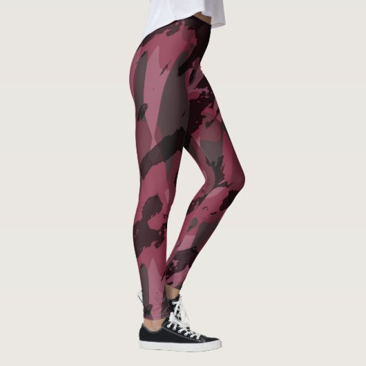 Donkere mauve camouflage abstract leggings (Rechts)