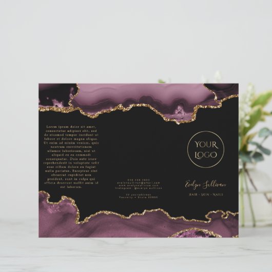 Donkere mauve en gouden agaat brochure (Staand voorkant)