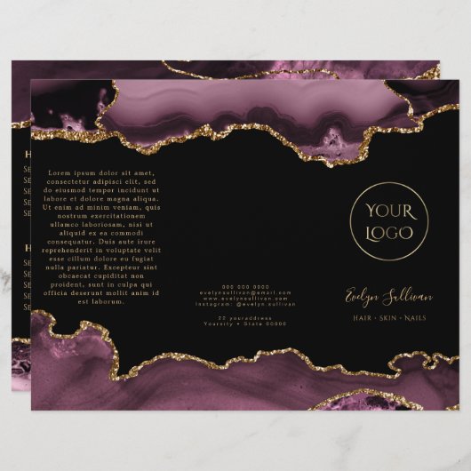 Donkere mauve en gouden agaat brochure (Voorkant / Achterkant)