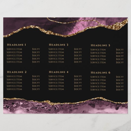 Donkere mauve en gouden agaat brochure (Achterkant)