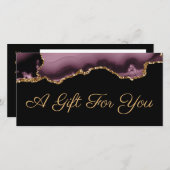 Donkere mauve en gouden agaat cadeaubon (Voorkant / Achterkant)