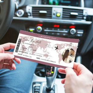 Donkere Mauve instapkaart Ticket Bruiloft Save The Date