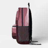 Donkere Mauve Licht Roze Maroon Rode Golven Patroo Bedrukte Rugzak (Rechts)