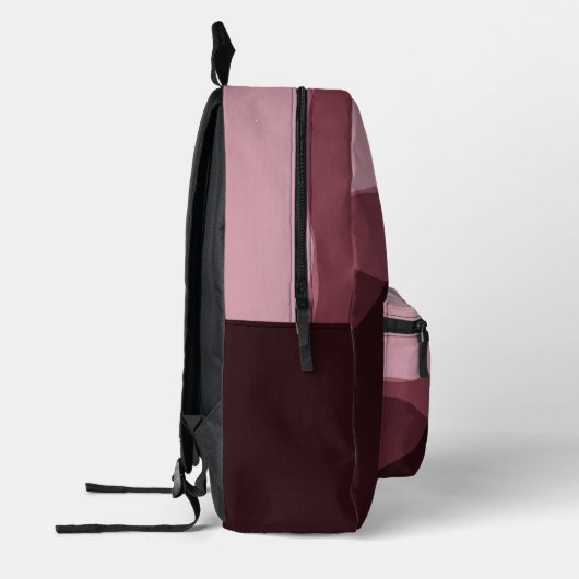 Donkere Mauve Licht Roze Maroon Rode Golven Patroo Bedrukte Rugzak (Links)