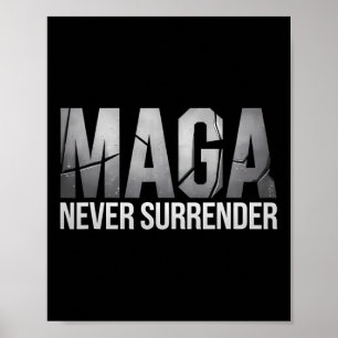 Donkere Mega Trump 2024 nooit overgeven Poster