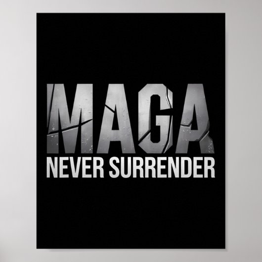 Donkere Mega Trump 2024 nooit overgeven Poster (Voorkant)