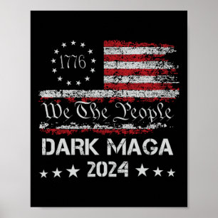 Donkere Mega Trump 2024 VS Vlag Vintage President  Poster