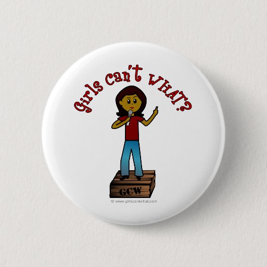 Donkere meid op de doos ronde button 5,7 cm (Voorkant)
