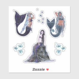 Donkere mermaïde kunst van Renee Lavoie Sticker