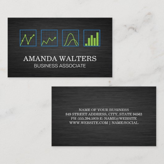 Donkere metalen achtergrond | Grafieken en grafiek Visitekaartje (Voorkant / Achterkant)